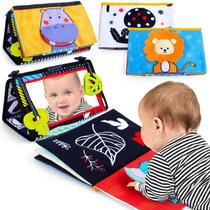 Brinquedos para recém-nascidos Tummy Time Mirror com livro de tecido e mordedores Brinquedos para recém-nascidos Tummy Time Mirror com livro de tecido e mordedores