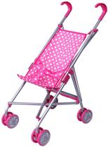 Brinquedos preciosos Rosa e Branco Polka Dots Carrinho de Boneca Dobrável com rodas giratórias