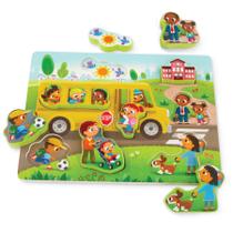 Brinquedos Puzzle B. Peek & Explore School Bus para crianças 2+
