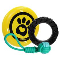 brinquedos resistentes mordedores cachorro grande + frisbee - Elo