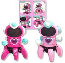 Brinquedos Robô Aranha Dançarina Rosa Infantil Com Luz e Som - Toys