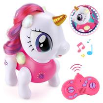 Brinquedos robóticos de controle remoto PETNEY para animais de estimação para crianças de 5 a 7 anos, controle de voz interativo, recarregáveis e graváveis, sensor de toque, guloseimas STEM Toy Program, brinquedos robóticos para caminhar e dançar para meninas (rosa)