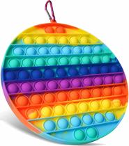 Brinquedos sensoriais com bolhas push pop de tamanho grande, brinquedo de silicone para aliviar o estresse de 70 bolhas para aliviar a pressão, para crianças autismo e ansiedade adulta, brinquedo de silicone pop fácil de entender (20,3 cm, arco-íris,