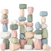 Brinquedos sensoriais Wooden Stacking Rocks Comfy Cubs 36 peças