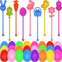 Brinquedos Sticky Hands Howzcci Easter com ovos de plástico, pacote com 24 Brinquedos Sticky Hands Howzcci Easter com ovos de plástico, pacote com 24