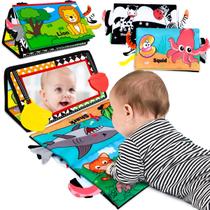Brinquedos Tummy Time Mirror Aboosam Baby de 0 a 6 meses com livros e mordedores