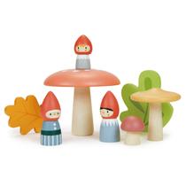 Brinquedos Woodland Gnome Family Tender Leaf, 8 peças de madeira maciça