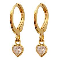 Brinquinho de Argola Coração Ponto de Luz de Zircônias Banhado a Ouro 18k