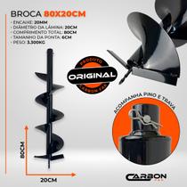 Broca 80x20cm com Pino Trava para Perfurador de Solo Carbon Fak