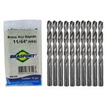 Broca Aco Rapido Brasfort 11/64" - 7501 ./ Kit Com 10 Peca