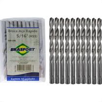 Broca Aco Rapido Brasfort 5/16'' - 7510 - Kit C/10 Pecas