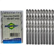 Broca Aco Rapido Brasfort (P) 19/64'' - 7509 - Kit C/10 Pecas