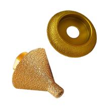 Broca Cônica De Chanfro 38 mm M14 e Disco de Lixa 10 mm Perfil de Borda Porcelana Mármore Granito