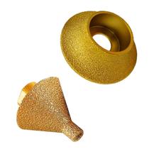 Broca Cônica De Chanfro 38 mm M14 e Disco de Lixa 20 mm Perfil de Borda Porcelana Mármore Granito