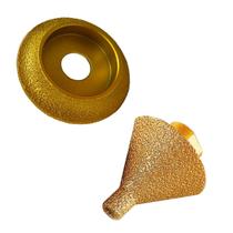 Broca Cônica De Chanfro 50 mm M14 e Disco de Lixa 10 mm Perfil de Borda Porcelana Mármore Granito