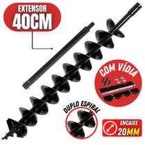 Broca de 80x10cm Com Lâmina de Vídia Espiral Duplo + Extensor 40cm Para Perfurado de Solo Buffalo