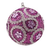 Broca de colagem de Natal Glitter Baubles Ball Xmas Árvore de Natal Ornamento Pingente Decorações de Natal 8cm