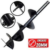 Broca de Espiral Simples Helicoidal 80x20cm Para Perfurador de Solo Com Encaixe 20mm Broca de Espiral Simples Helicoidal 80x20cm Para Perfurador de Solo Com Encaixe 20mm