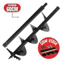 Broca de Espiral Simples Ponta de Videa Maior Durabilidade Encaixe 20mm + Extensor Alongador 60cm Broca de Espiral Simples Ponta de Videa Maior Durabilidade Encaixe 20mm + Extensor Alongador 60cm