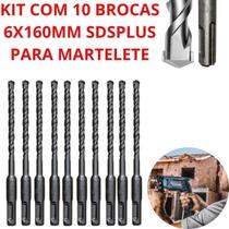 Broca De Videa Encaixe Sds Plus 6mm X160mm (10 Peças)