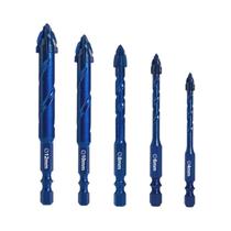 Broca Eccêntrica Serrilhada Azul De Quatro Lâminas Para Cerâmica, Vidro, Mármore, Concreto E Aço