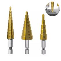 Broca Escalonada 3 Peças Hss Step Drill Bit Set Cone Hole Broca Escalonada 3 Peças Hss Step Drill Bit Set Cone Hole