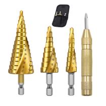 Broca Escalonada Aço Hss Titanium Kit C/ 3 Brocas + Riscador