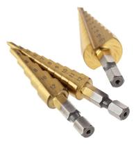 Broca Escalonada Cônica De Titânio Hss 3-20mm - Kit 3 Peças