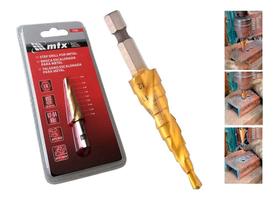 Broca Escalonada de 4 à 12 MM HSS Espiral Profissional MTX