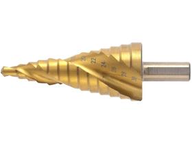 Broca Escalonada de 6 A 30 Mm Em Aço Rápido Revestida de Titânio Com Haste Triangular Para Chapa de Metal Mtx Broca Escalonada de 6 A 30 Mm Em Aço Rápido Revestida de Titânio Com Haste Triangular Para Chapa de Metal Mtx