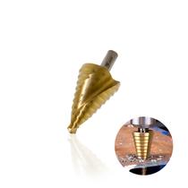 Broca Escalonada de 9 A 36 Mm Em Aço Rápido Revestida de Titânio Com Haste Triangular Para Chapa de Metal Mtx Broca Escalonada de 9 A 36 Mm Em Aço Rápido Revestida de Titânio Com Haste Triangular Para Chapa de Metal Mtx