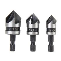 Broca Escareadora Para Madeira 3 Peças Encaixe Sext. 1/4 Broca Escareadora Para Madeira 3 Peças Encaixe Sext. 1/4