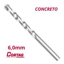 BROCA PARA CONCRETO 6,0mm x 100mm PONTA DE METAL DURO PCT 10 UN CORTAG COD 62292