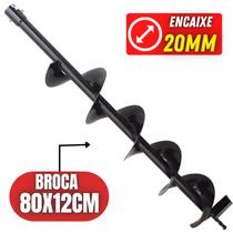 Broca para Perfurador de Solo 80x12cm Encaixe de 20mm Para Vulcan, Vonder, Tssaper, Branco e Outros