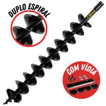 Broca Para Perfurador De Solo Kawashima Com Espiral Duplo E Lâmina de Vídia 80 x 10cm Robusta