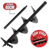 Broca para Perfuradores de Solo 80x20cm Com Encaixe de 20mm Com Lâmina de Videa e Extensor 40cm