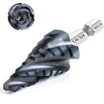 Broca Step Drill Matework M35 Cobalto, TiAlN, revestida com 9 tamanhos Broca Step Drill Matework M35 Cobalto, TiAlN, revestida com 9 tamanhos