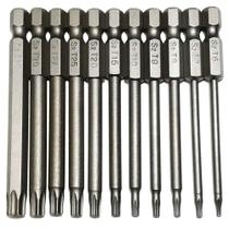 Broca Torx de segurança YDLQWCZ 11 peças de haste hexagonal de 1/4 de polegada T6 T7 T8 T9 T10 T15 T20 T25 T27 T30 T40 Conjunto de chave de fenda com