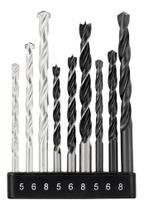 Brocas de Madeira Aço Alvenaria 9pçs