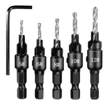 Brocas Escareadoras Kit 5 Brocas + Chave Allen