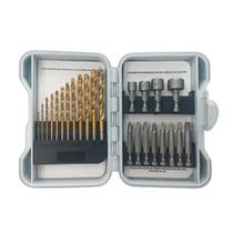 Brocas madeira metal soquetes crv bits fenda phillips pz jogo kit 24 pcs c/maleta lwj-196
