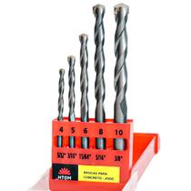 Brocas para Parede Concreto Kit 5 Pçs 4 a 10mm Profissional