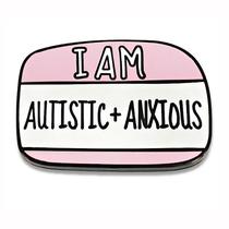 Broche Alloy Badge em forma de retângulo autista e ansioso