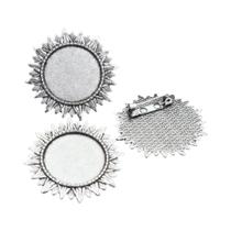 Broche Antigo Em Bronze Prateado Estilo Barroco Com Base Para Cabochão 5 Peças 25mm Tamanho Interno