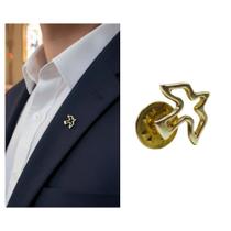Broche Boton Espírito Santo Metal Dourado