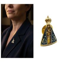 Broche Boton Nossa Senhora Aparecida Dourado Resinado Broche Boton Nossa Senhora Aparecida Dourado Resinado