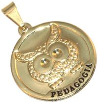Broche Botton Pedagogia Professora Folheado Ouro 18k