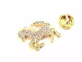 Broche Cavalo Strass Country Folheado Ouro 18k