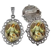 Broche com Relicario Cor Prata Anjo da Guarda Terno Noivo lapela Qualidade Resinado Alto Padrão Casamentos
