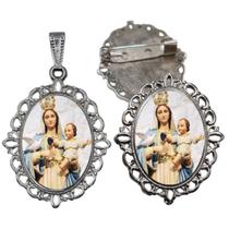 Broche com Relicario Cor Prata Nossa Senhora da Esperança Terno Noivo lapela Qualidade Resinado Alto Padrão Casamentos